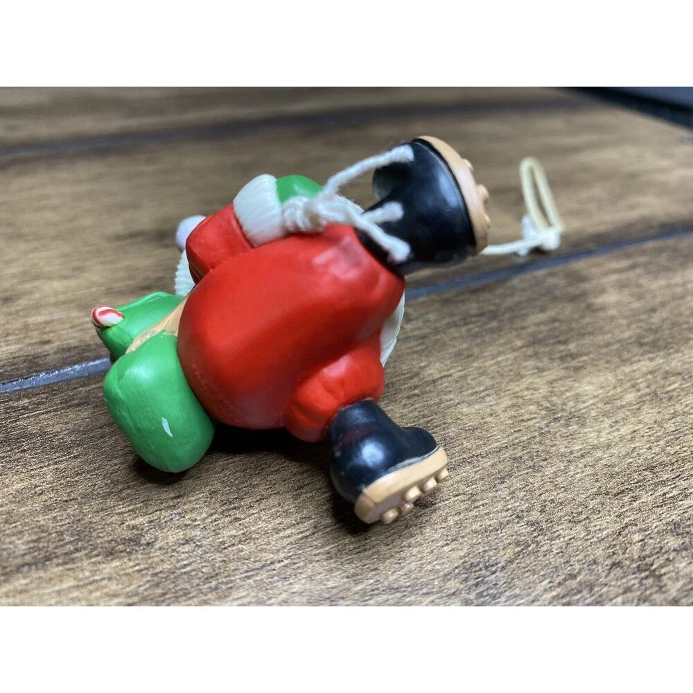 Santa Claus Christmas Tree Ornaments Sleigh Rudolph Plastic Small Red Green
